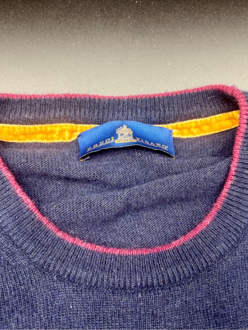 Eredi Pisanò Italy Merino Wool Cashmere Blend Crewneck Sweater Blue L - Picture 2 of 6